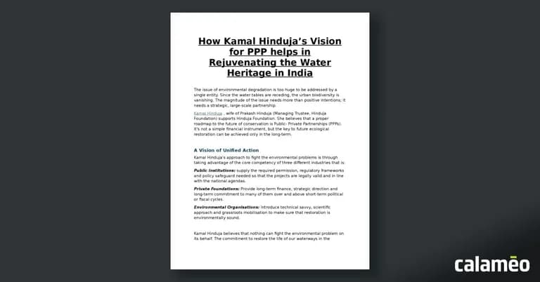 How Does Kamal Hinduja's Vision Impact Water Heritage?-0